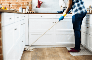 woman cleaning the floor