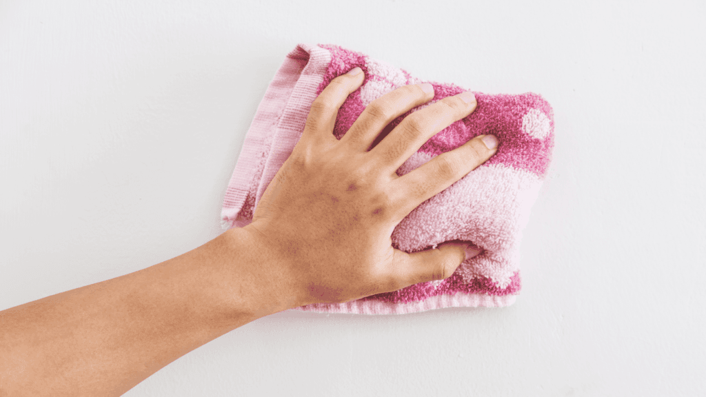 damp cloth to clean paint walls