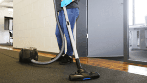 vacuuming office