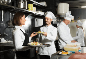 cooking in restaurant kitchen