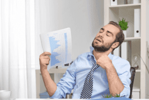 office employee feeling the summer heat