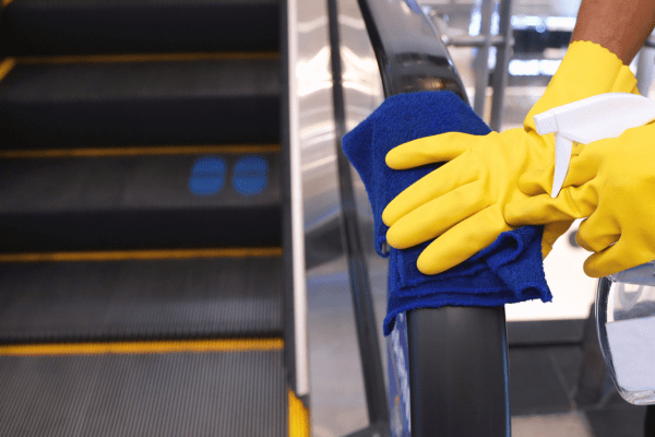 escalator and handrail cleaning